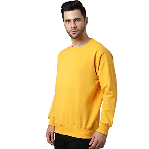 Image of BZR-Men's Fleece Round Neck Regular Sweatshirt (Sw Rrn Black 01-L Black L)(1903)