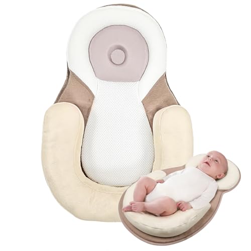 Image of Baby Lounger Pillow, Soft and Breathable Baby Nest Sleeper, Baby Snuggle Portable Baby Bed, Baby Snuggle Nest Sleeper for 0-12 Months (#Dark Khaki)