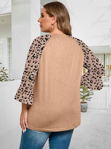 HDLTE Womens Plus Size 3/4 Sleeve Tops Crewneck Floral Ruffle Sleeve Shirts — view 5