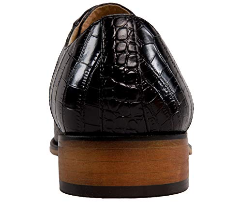 Amali Eberly, Mens Dress Shoes - Oxford Shoes For Men - Formal Shoes For Men - Cap Toe, Lace Up, Exotic Oxford Shoes - Classic Shoes For Men, Croco Print - Color Black Size 12 #TOP3