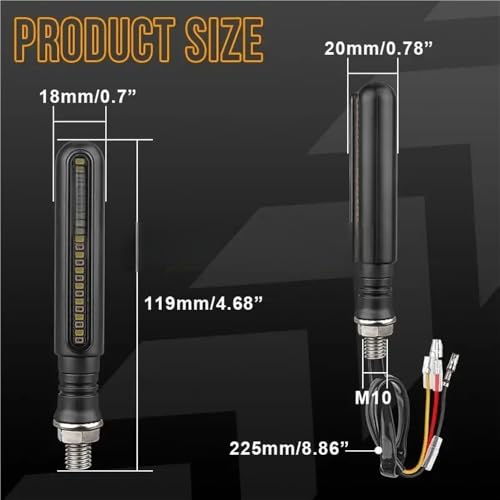 Intermitentes Moto 10mm Delanteros Traseros Luz Freno Parada Giro 12V Ambar 7