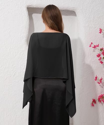 Women's Chiffon Capelet Shawls and Wraps for Evening Dress Soft Shawl Top Cape Cover Up Blouse for Wedding/Beach2