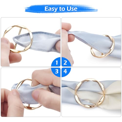 10 Pcs T-shirt Tie Clips, Silk Scarf Ring Clip for Women Fashion Metal Round Circle Clip, Clothes Corner Knotted Button Shirt Buckle with 1 Storage Bag 6