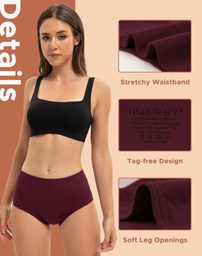 Image of INNERSY Period Underwear for Women Heavy Flow High Waist Cotton Leak Proof Postpartum Menstrual Panties 3-Pack