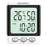 ThermoPro 温湿度計 時計表示 デジタル 温度計 湿度計 室内 高精度 大画面 最高最低温度湿度表示 卓上スタンド 置き型 マグネット 壁掛け対応 熱中症対策 赤ちゃん 部屋 爬虫類 ビニールハウス 温室 TP152