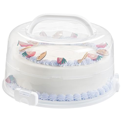 Lifewit Boite a Gateau, Boite Gateau Transport Recto Verso pour Grande Gâteaux de 27 cm ou 9 Petits Gâteaux, Cloche Gateau Plastique, Boite Bento Cake, Plat Gateau, Porte Gateau avec Poignée, Blanc