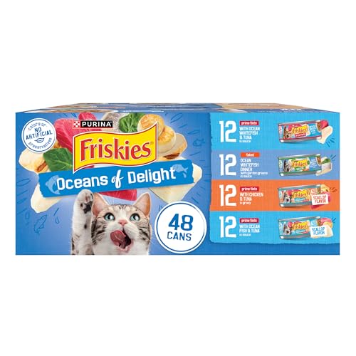 Purina Friskies Wet Cat Food Variety Pack Oceans of Delight Flaked and Prime Filets - 48 ct. Can