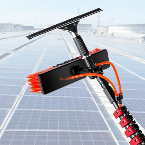 Outil nettoyage panneaux solaires photovoltaïques et lave vitre télescopique extérieur