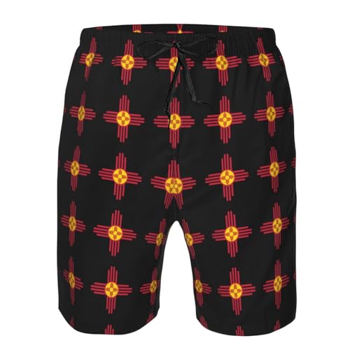 Sun Zia Pueblo New Mexico Sun Men's Swim Trunks Quick Dry Swimwear Beach Shorts with Mesh Lining and Pockets4