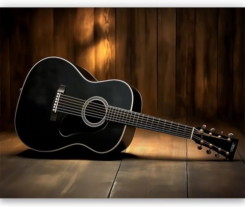 Fotomurales 250 x 175 cm Papel pintado Guitarra nativa de madera Mesa de madera tejido no tejido Decoración de Pared decorativos Negro Murales Diseno Fotográfico Apto para salón y dormitorio
