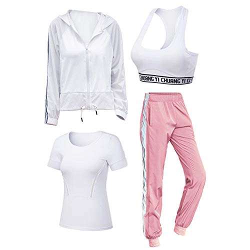 Trajes de ropa de yoga delgados y elegantes de cuatro piezas para correr con total comodidad