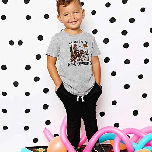Toddler Baby Boys T-Shirt Short Sleeve The World Needs More Cowboys Boho Cowboy Top (3T,Cowboy) #TOP3