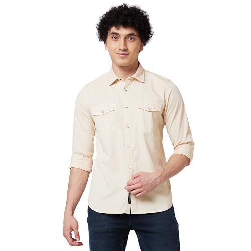 Image of Spykar Men's Regular Fit N /A Full Sleeve Solid Casual Shirts