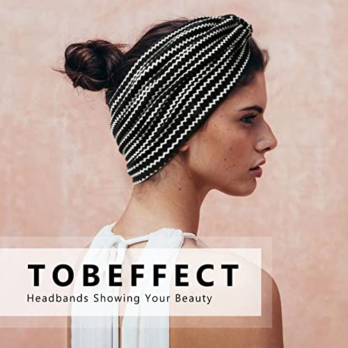 Image of Tobeffect Wide Headbands for Women, 7'' Boho Turban Headband Large Hairband Twisted Hair Accessories, 6 pack
