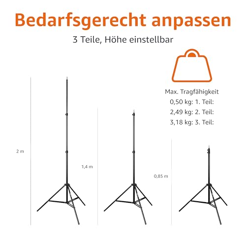 Lampenstativ Amazon Basics 2er-Pack aus Aluminium, 2,04 m für Kamera