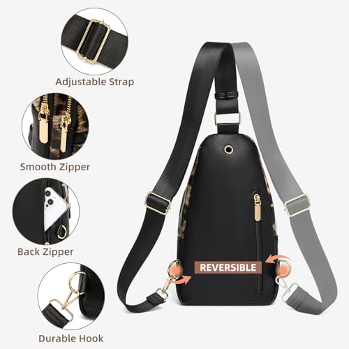 Leopard Print Sling Bag for Women RFID Crossbody Bag Leopard Chest Bags with Adjustable Strap3