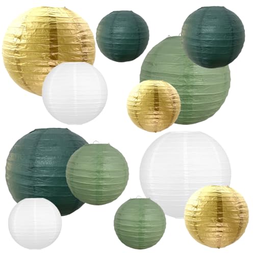 12 Piezas De Pantallas De Lámpara De Papel De 4, 6 Y 8 Pulgadas Redondas, Linternas De Papel Para Interiores, Exteriores, Decoración Para Bodas, Cumpleaños, Fiestas En El Jardín