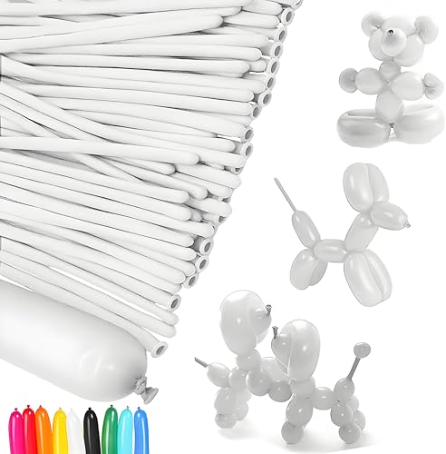 100PCS Largo Globo, Blanco Mágicos de Moldeables, Látex, Modelado, Torcer, Animales para Bodas, Cumpleaños, Fiesta