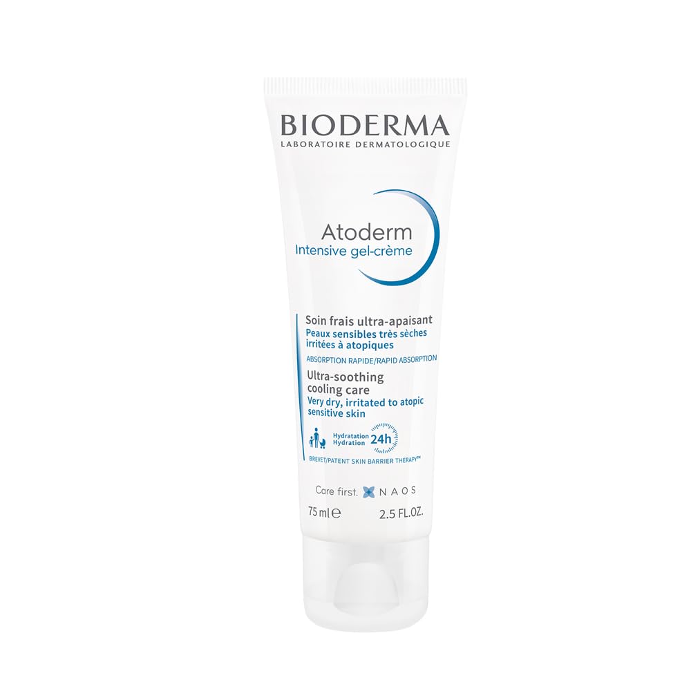 Bioderma Atoderm Intensive Gel Crème with Niacinamide| Skin Barrier Repair| Ultra-light Soothing Gel moisturizer for Very Dry, Irritated, Atopic, Sensitive Skin, 75ml
