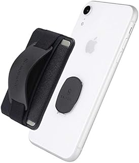 Sinjimoru Wireless Charging Supported Phone Grip Wallet, Credit Card Holder for Back of Phone, Removable iPhone Accessories, Sinji Mount B-Grip, Black