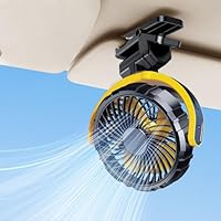 NIFBANG Auto Clip Ventilator mit Akku,USB C Aufladbar Leise Fan Portable Klein Klemmventilator,360° Verstellbar 3 Stufen Stark Autositz Lüfter für Car, SUV, PKW, LKW, Wohnmobil, Pickup, Van(Gelb)