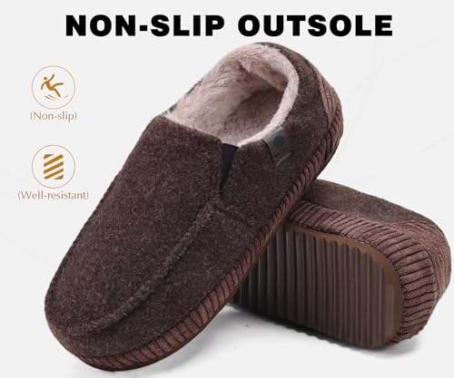 Image of ONCAI Mens Clog Slippers with Arch Support Stripe Faux Fur Cotton-Blend High-Density Memory Foam Warm House Slippers Slip-on Indoor Outdoor Rubber Sole Size 7-16