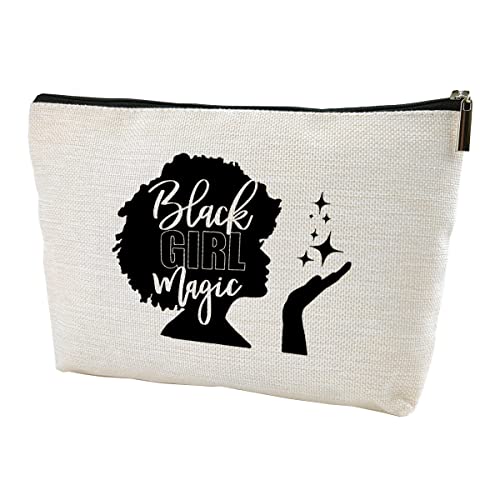 LANBAIHE Black Girl Magic-African American Makeup Bag Travel Cosmetic Bag Black Girl,Women Gift Inspirational Gifts,Gifts for Friends,Sisters,Birthday Gifts,Thanksgiving Gifts