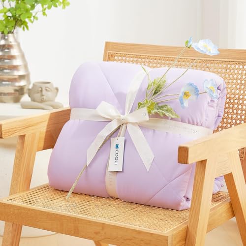Image of Cozy Bliss Cooling Comforter King XL Size, Cooling Blankets for Hot Sleepers and Night Sweats, Purple Summer Comforter for King XL Bed, Breathable Soft Lightweight Silk Smooth