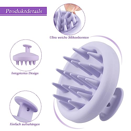 SERKER Kopfhaut Massagebürste Shampoo Bürste,Silikon shampoo haarbürste, scalp massager zum Peeling und zur Stimulierung des Haarwachstums, Schuppenreduktion, Kopfmassage(Lila Violett)
