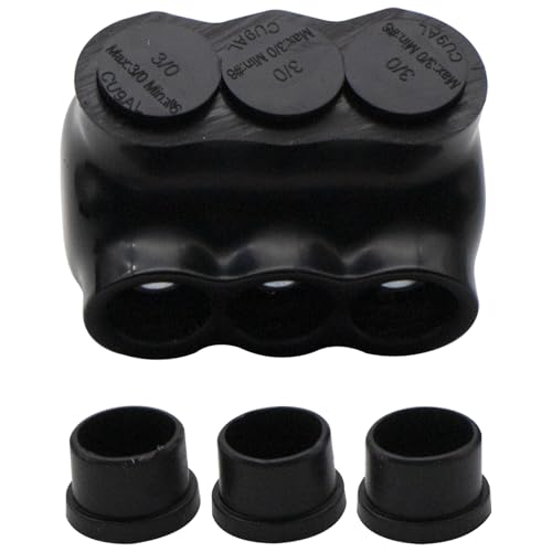 TOMSHIELE Insulated Multi Tap Connectors 3/0-6 AWG, 3 Port Rubber Insulated Connectors, Single-Sided Entry Aluminum to Copper Wire Connector (3/0-6AWG,1Pack)