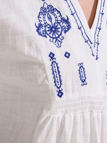 Blouse à Fleurs Boho Fluide Col en V Coupe Ample Anti-Chaleur