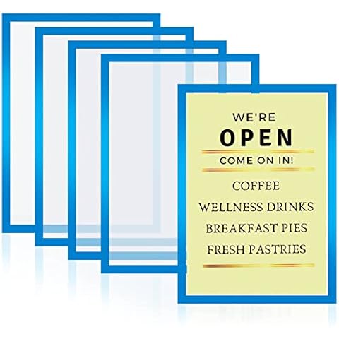 Kytpyi A4 Magnetic Picture Frames, 5pcs 29.7 X 21cm A4 Poster Frame Self Adhesive with Magnetic Closure, Waterproof Magnetic Display Frame A4 for Documents Photos License Menus (Sky blue) Cover