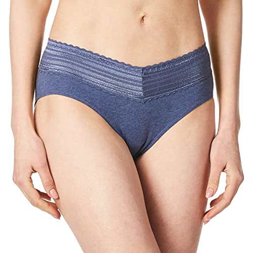 Warner's Women's No Pinching No Problems Dig-Free Comfort Waist Cotton Hipster Ru1091P, Deep Blue Heather, Large #TOP1