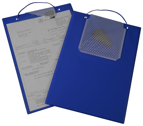 10x Auftragstasche DIN A4 mit Klarsichttasche und Schlüsselfach (blau)