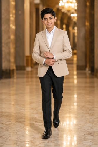 Image of SaintX Kids Boys Tailored Premium Coat Blazer | 4-Way Stretchable Wrinkle Free Fabric | Fully Lined | Slim Fit | Versatile Formal & Casual Jacket for Boys (1-14 Years KB01)