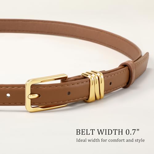 Black Skinny Genuine Leather Belt for Women with Gold Buckle and Metal Loops Perfect for Dresses and Jeans4