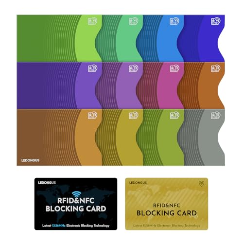 RFID Blocking Card Sleeves, 12-Pack with 2 RFID Blocking Cards|Anti-Theft Protection for Credit Cards| Contactless Skimming Defense,Ultra-Slim & Stylish|Multi-Color