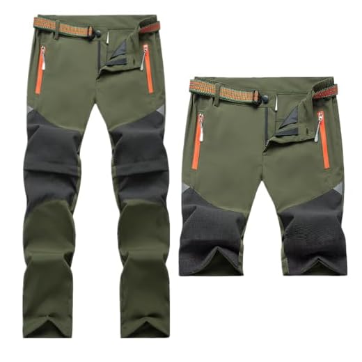 Daysskk Wanderhose Kinder Zip Off Trekkinghose Schnelltrocknend Outdoorhose Jungen Wasserdicht Funktionshose Sommer Grün 110