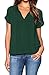 LILBETTER Women Chiffon Blouse V Neck Short Sleeve Top Shirts (L, Dark Green)