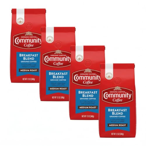 Community Coffee Breakfast Blend, Ground Coffee, Medium Roast, 12 Ounce Bag (Pack of 4)
