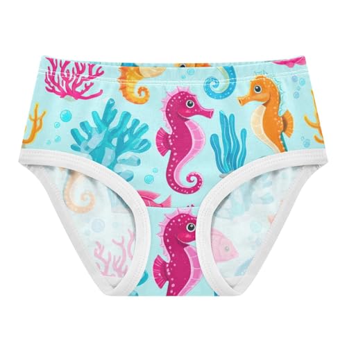 Cotton Toddlers Underwear Floral Cute Seahorse Coral Cute Panties Girl Bright Briefs Underpants 2t