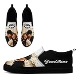 Zapatos de lona personalizables para parejas, estudiantes, familias, con su nombre o logotipo, zapatos planos para ocio, viajes, negro y beige, 38 EU