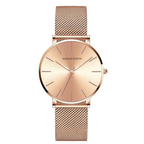Asdppe Women Watches Minimalist Fashion Quartz Wrist Watch Party Dress Bracelet Watch for Ladies with Stainless Steel Mesh Band (Rose Gold)