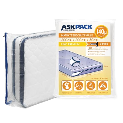 Bolsa de Colchón con Cremallera de Anclaje - Tamaños de la XS a la XXL,Impermeable, Resistente al Desgarro, Material Extremadamente Resistente 140 micras - Ideal para Guardar y Transporte - 200x200 cm
