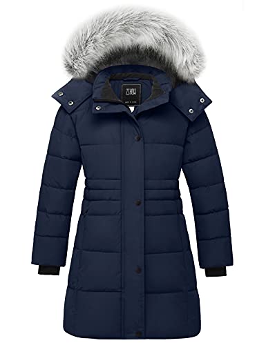 ZSHOW Girls' Winter Coat Long Hooded Parka Soft Fleece Puffer Jacket with Removable Hood