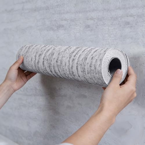 Peel and Stick 3D Wall Panels PVC Gray Faux Travertine Textured 15.7" x 118.1" PVC Self-Adhesive Waterproof Soundproof Removable Thick Wallpaper Wall Coverings for DIY Accent Wall & Ceiling