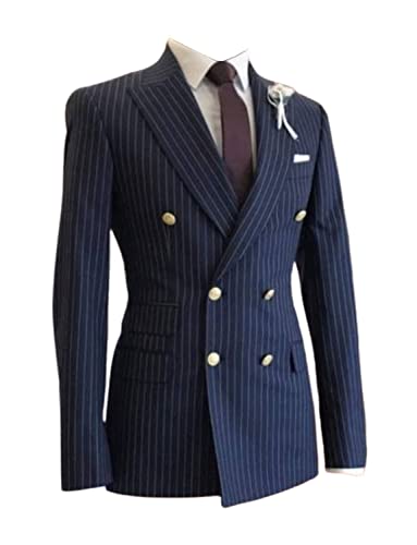 Costume à rayures pour hommes veste croisée confortable fini les tenues de dîner rigides
