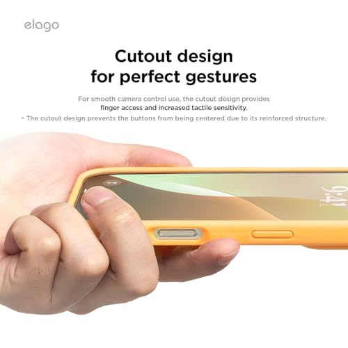 Image of elago Compatible with iPhone 16 Case, Premium Liquid Silicone Case, Full Body Protective Cover, Shockproof, Slim Phone Case, Anti-Scratch Soft Microfiber Lining, 6.1 inch (Sunshine), Yellow
