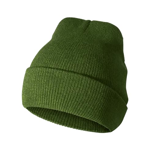 Scotamalone Beanie Hat for Women Men Knit Cuffed Cap Green