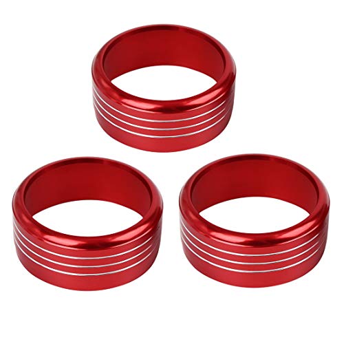X AUTOHAUX 3 Pcs Red Aluminum Alloy Car AC Air Conditioning Climate Control